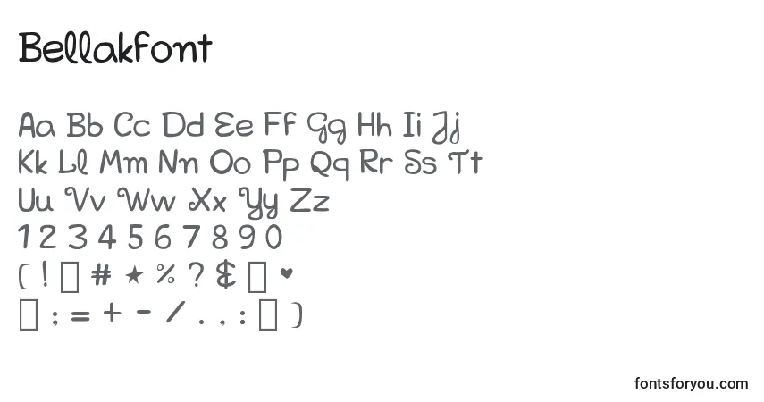 Czcionka Bellakfont – alfabet, cyfry, specjalne znaki