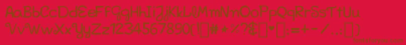 Bellakfont-Schriftart – Braune Schriften auf rotem Hintergrund