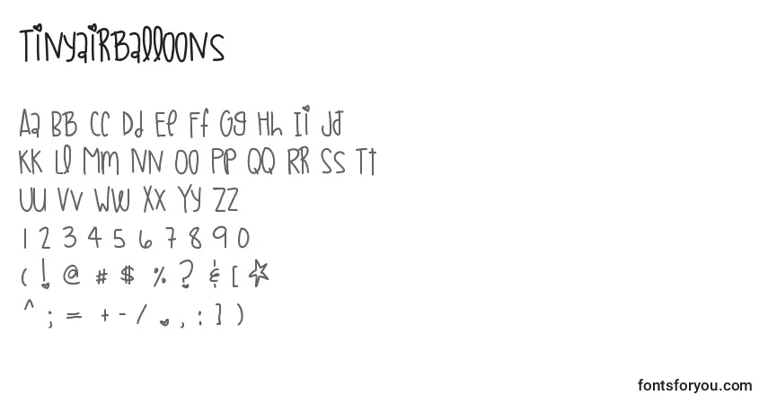 A fonte Tinyairballoons – alfabeto, números, caracteres especiais