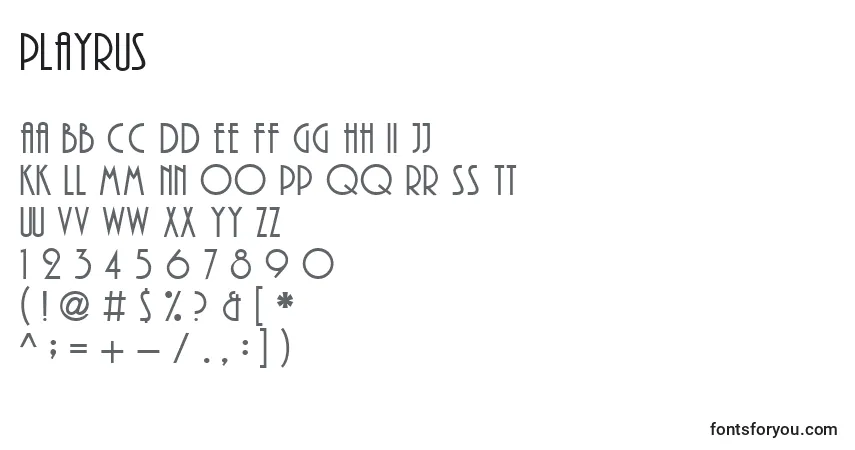 A fonte PlayRus – alfabeto, números, caracteres especiais
