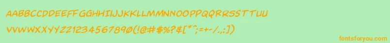 フォントDominomaskrotal – オレンジの文字が緑の背景にあります。