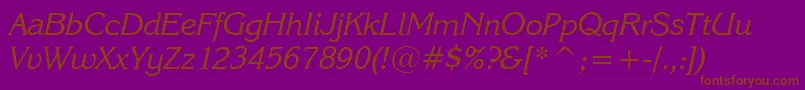 Karinai-fontti – ruskeat fontit violetilla taustalla