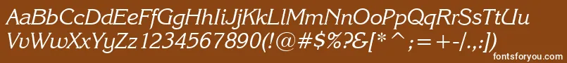 Karinai-fontti – valkoiset fontit ruskealla taustalla