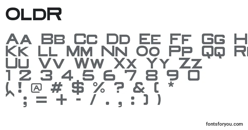 Schriftart OldR – Alphabet, Zahlen, spezielle Symbole