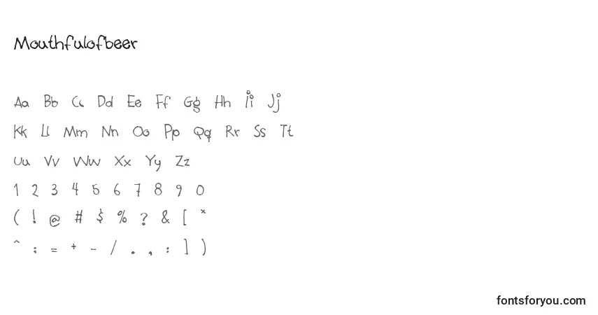 Шрифт Mouthfulofbeer – алфавит, цифры, специальные символы