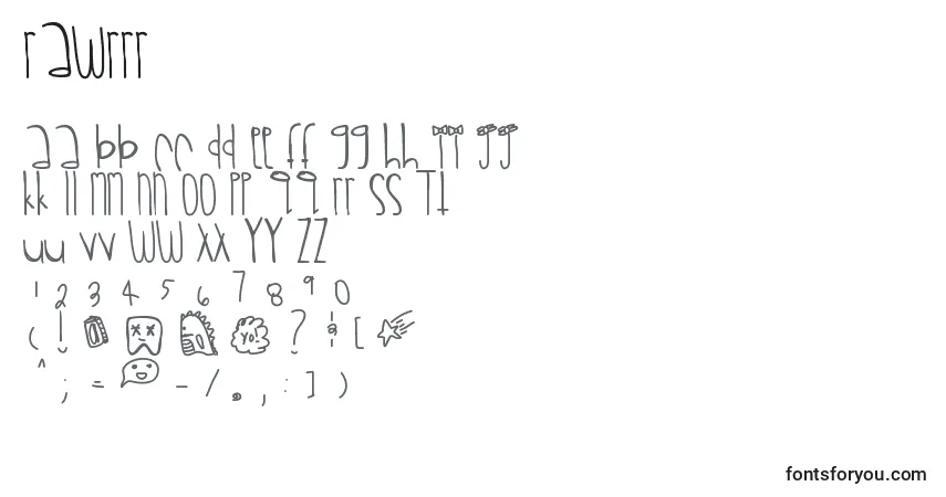 Шрифт Rawrrr – алфавит, цифры, специальные символы