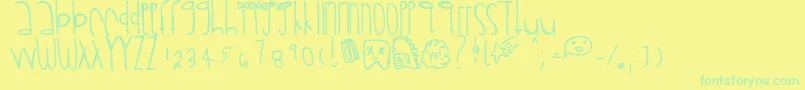 Czcionka Rawrrr – zielone czcionki na żółtym tle