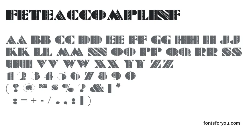 Schriftart Feteaccomplinf (105516) – Alphabet, Zahlen, spezielle Symbole