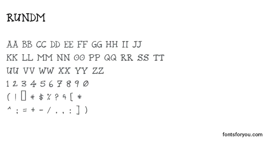 Шрифт Rundm – алфавит, цифры, специальные символы