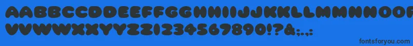 HffCottonBalls-Schriftart – Schwarze Schriften auf blauem Hintergrund