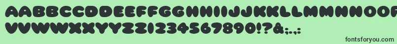 HffCottonBalls-fontti – mustat fontit vihreällä taustalla