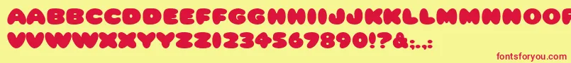 HffCottonBalls-Schriftart – Rote Schriften auf gelbem Hintergrund