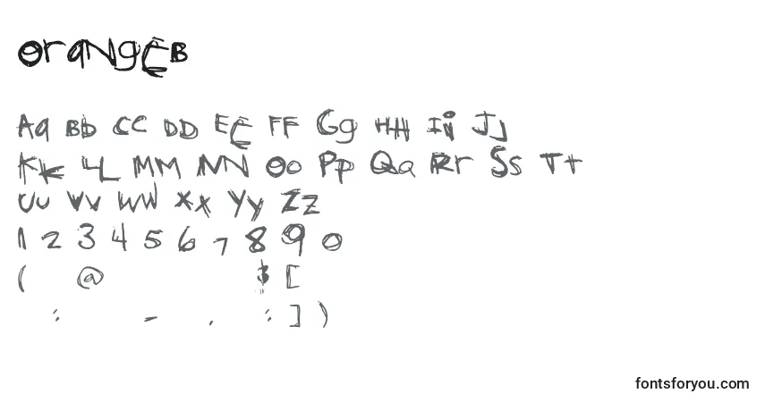 Czcionka OrangeB – alfabet, cyfry, specjalne znaki