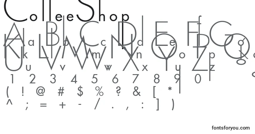 Fuente CoffeeShop - alfabeto, números, caracteres especiales