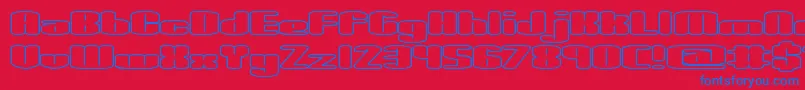 SpaciousOutlineBrk Font – Blue Fonts on Red Background