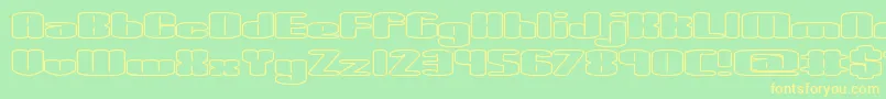 SpaciousOutlineBrk Font – Yellow Fonts on Green Background