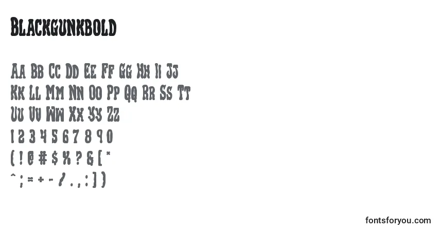 Czcionka Blackgunkbold – alfabet, cyfry, specjalne znaki