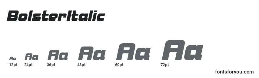 Размеры шрифта BolsterItalic