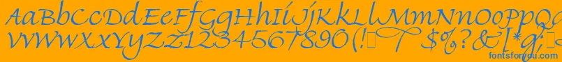 Finehand-Schriftart – Blaue Schriften auf orangefarbenem Hintergrund