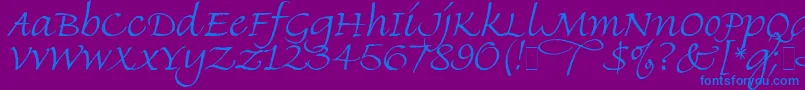 Finehand-Schriftart – Blaue Schriften auf violettem Hintergrund