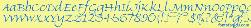 Finehand Font – Blue Fonts on Yellow Background