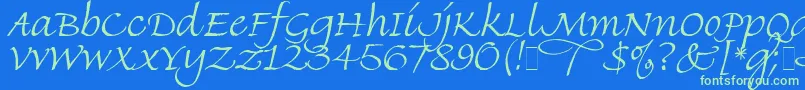 Finehand Font – Green Fonts on Blue Background