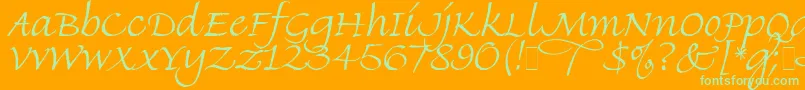 Finehand-Schriftart – Grüne Schriften auf orangefarbenem Hintergrund