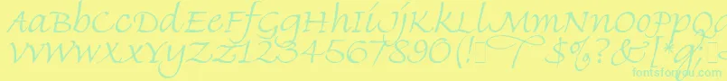 Finehand Font – Green Fonts on Yellow Background