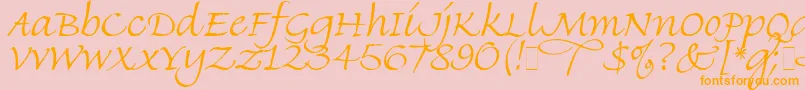 Finehand-Schriftart – Orangefarbene Schriften auf rosa Hintergrund