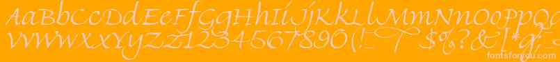 Finehand-Schriftart – Rosa Schriften auf orangefarbenem Hintergrund