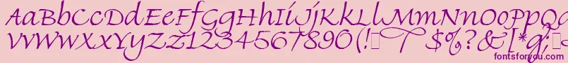 Finehand-Schriftart – Violette Schriften auf rosa Hintergrund