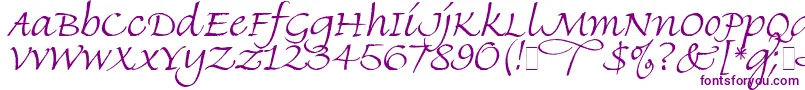 Finehand-Schriftart – Violette Schriften auf weißem Hintergrund