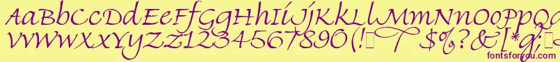 Finehand Font – Purple Fonts on Yellow Background