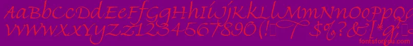 Finehand-Schriftart – Rote Schriften auf violettem Hintergrund