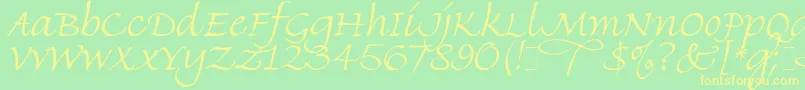Finehand-Schriftart – Gelbe Schriften auf grünem Hintergrund