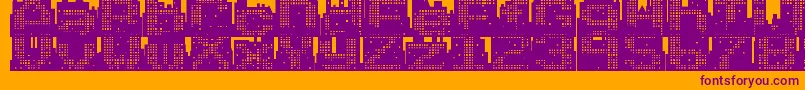 Superskyline-Schriftart – Violette Schriften auf orangefarbenem Hintergrund