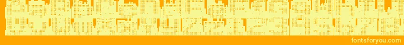 Superskyline-Schriftart – Gelbe Schriften auf orangefarbenem Hintergrund