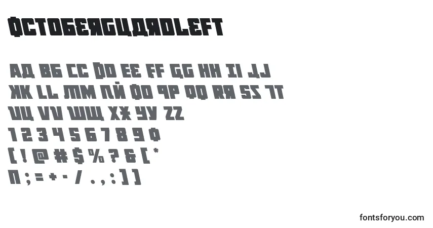 Schriftart Octoberguardleft – Alphabet, Zahlen, spezielle Symbole