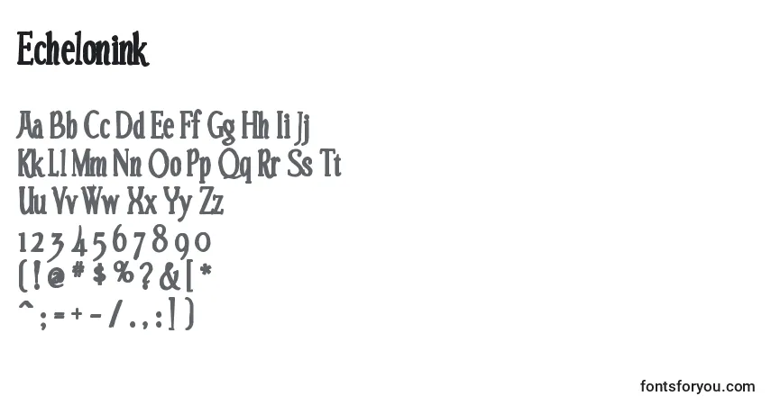 Czcionka Echelonink – alfabet, cyfry, specjalne znaki