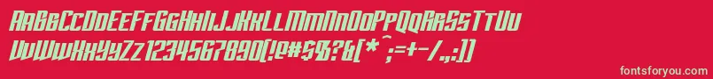 SubspaceItalic-Schriftart – Grüne Schriften auf rotem Hintergrund