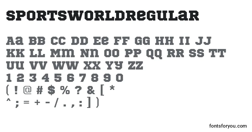 Schriftart SportsWorldRegular – Alphabet, Zahlen, spezielle Symbole