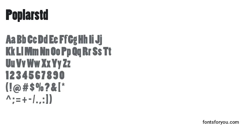 A fonte Poplarstd – alfabeto, números, caracteres especiais