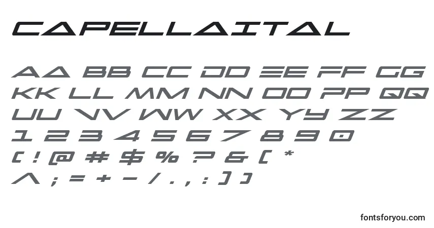 Czcionka Capellaital – alfabet, cyfry, specjalne znaki