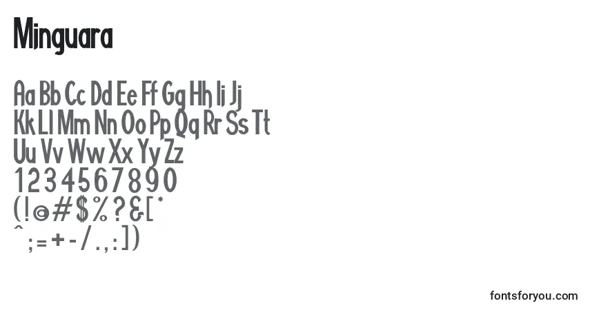A fonte Minguara (105535) – alfabeto, números, caracteres especiais