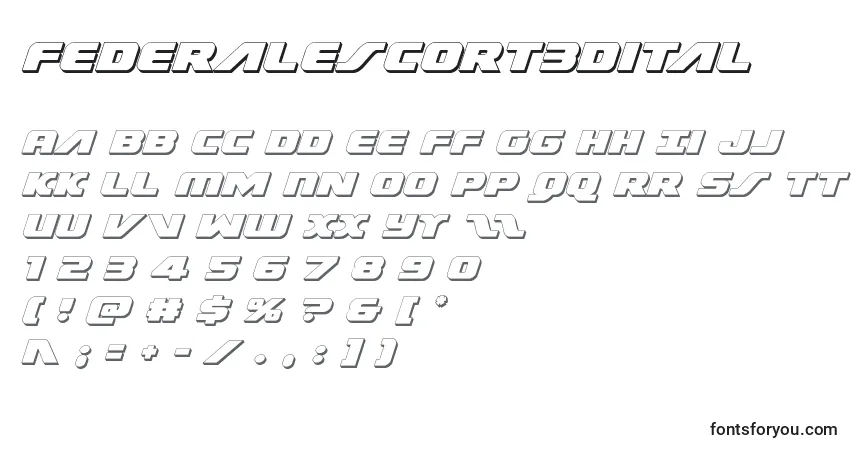 Czcionka Federalescort3Dital – alfabet, cyfry, specjalne znaki
