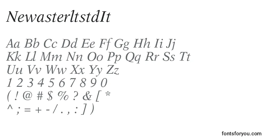 Czcionka NewasterltstdIt – alfabet, cyfry, specjalne znaki
