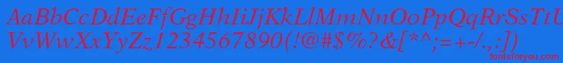 NewasterltstdIt Font – Red Fonts on Blue Background