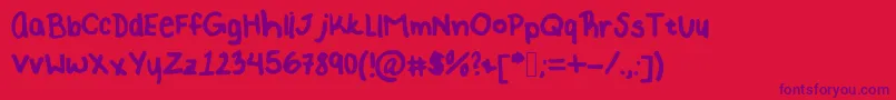 RachelKateThick Font – Purple Fonts on Red Background