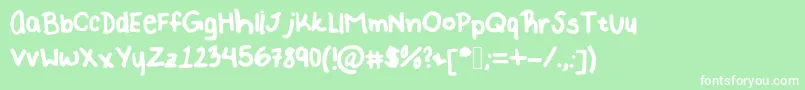 Fonte RachelKateThick – fontes brancas em um fundo verde