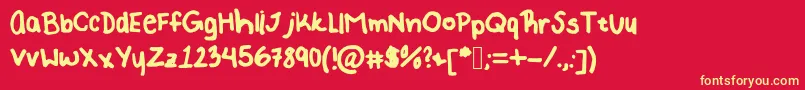 RachelKateThick Font – Yellow Fonts on Red Background